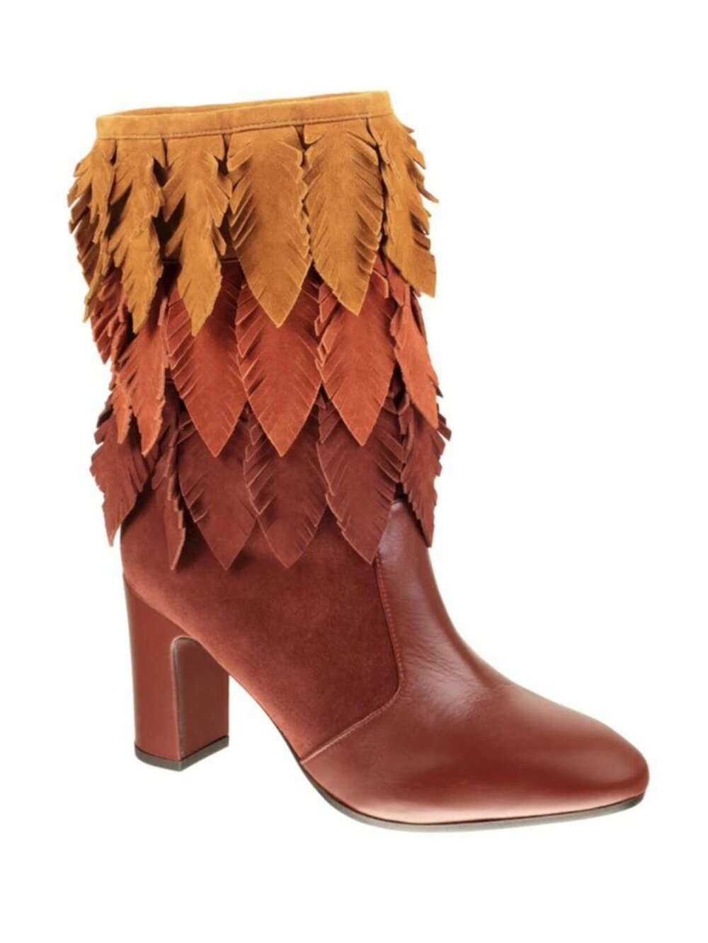 $950 CHIE MIHARA Ecel Tricolor Feather Fringe Suede Booties   Freya Terra 37 EU